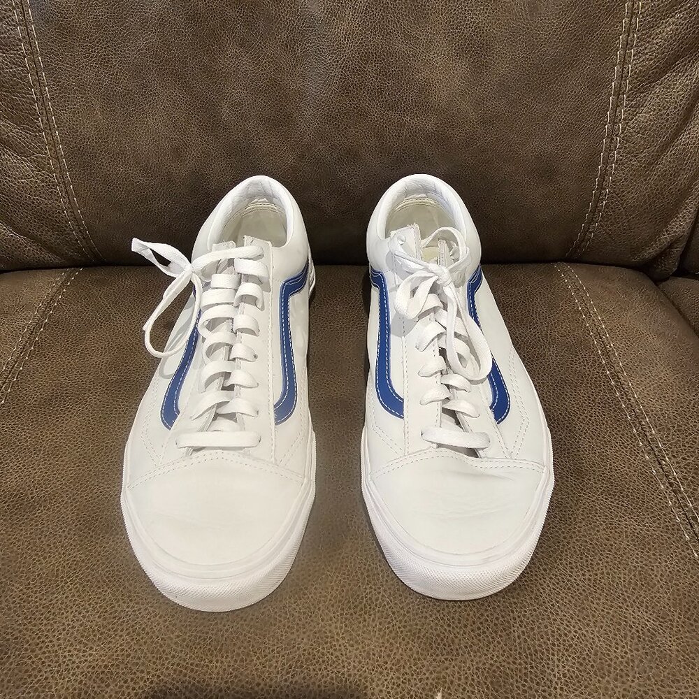 Vans Style 36 Grain Leather Sneakers - Men's 12 - White and Royal Blue